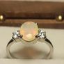 Rare Ethiopian Opal & Lab Diamond Trilogy Ring Image 8