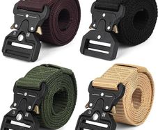 4 Pcs Utility Belts for Mens Tactical Belts for Men UK, Quick Release Nylon Webbing Work Military Belt for Activities Daily Work Trousers Hiking Sport Walking, with Heavy Duty Buckle(49.2")