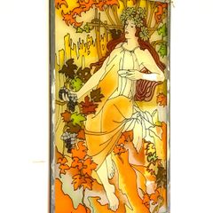 Vintage Art Nouveau Style Hand Painted and stained glass Glass Panel