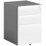 Filing cabinet, Rolling cabinet, 3 Drawers & Hanging File, Lock, Steel Housing, 39x48x59 cm, White+Gray Image 3