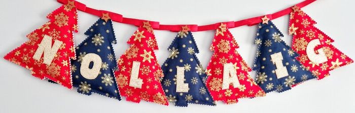 Padded Christmas Trees Bunting "Nollaig "