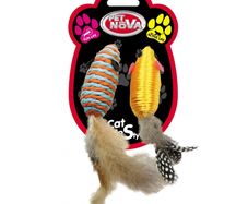 Pet Nova Cat Mice With Feathers Set 2pc 7cm