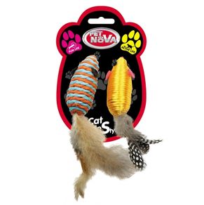 Pet Nova Cat Mice With Feathers Set 2pc 7cm