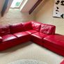 Genuine Leather Sofa & Poof Image 2
