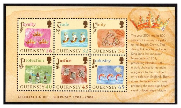 2004 Guernsey 800th Anniversary of Allegiance to England Commemorative Stamps Miniature Sheet Mint Never Hinged (MNH)