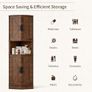 165cm Tall Corner Storage Cabinet with Barn Doors, 5-Tier Farmhouse Corner Cabinet for Living Room, 4 Wooden Doors and 5 Shelves, Space Saving Freestanding Sideboard for Home, Kitchen,Brown Image 2