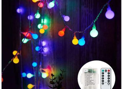 Fairy Lights Battery, 7M 60 LED Globe String Lights with 8 Lighting Modes, Fairy Light Battery Waterproof for Indoor, Outdoor, Christmas (Multi-Coloured)
