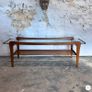 Solid Teak & Glazed Glass Coffee Table With Magazine Rack Image 4