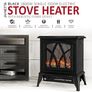 Electric Fireplace Stove Heater 1600-1800W with Fire Flame Effect, 2 Heat Settings, Adjustable Thermostat, Freestanding Portable Electric Log Wood Burner Effect - Black Image 4