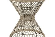Coffee Table Side Table Boho Design, Glass Top, PE Rattan, 45 cm x 45 cm x 52 cm, Natural