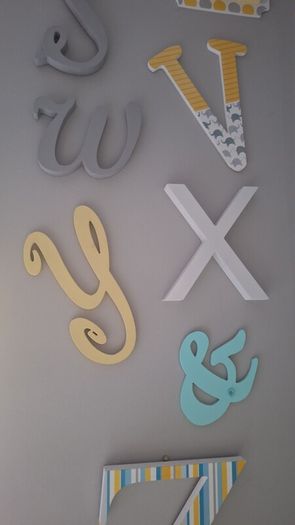 Alphabet wooden wall art.