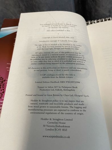 Signed Autograph David Mitchell Cloud Atlas Sprayed Edges 20th Anniversary Edition English Book