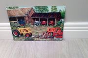 Vintage Tractor scene tin sign