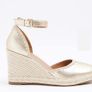 Ladies gold wedge shoes Image 2