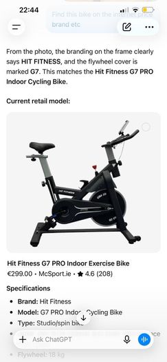 Hit Fitness G5 spin exercise bike