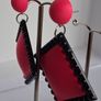 Neon Fuchsia Pink & Black Retro Vibe Earrings Image 4