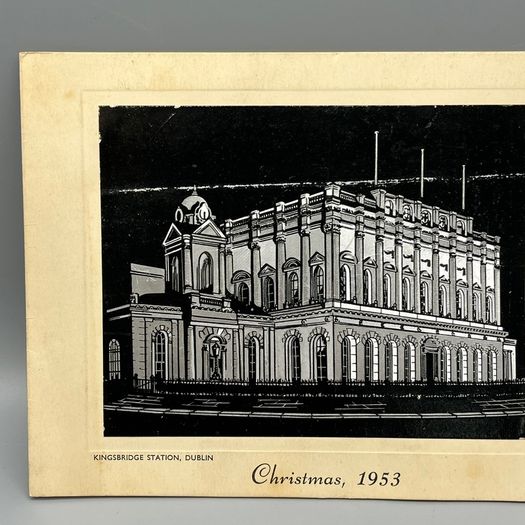 Vintage 1953 CIE Christmas Card Kingsbridge Station Dublin Irish Railway Heuston