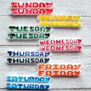 1980s Days of the week vintage hair barrettes