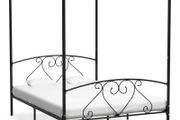 Canopy Bed Frame Black Metal 140x200 cm