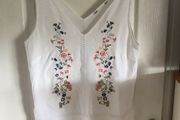 Ladies white double v embroidered top