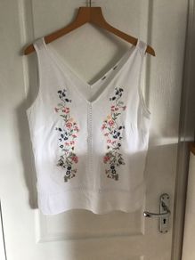 Ladies white double v embroidered top