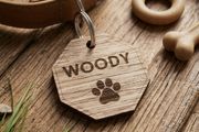 Personalised Walnut Dog Name Tag