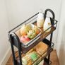 _Serving Trolley, Kitchen Trolley, Kitchen Shelf on Wheels, 3 Levels, 360 Rotation, for Kitchen, Dining Room, Living Room, Study Room, Vintage Brown/Black Image 4