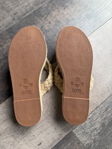 Hitzz natural jute platform flip flop sandals-handmade in Brazil. Size 39/6
