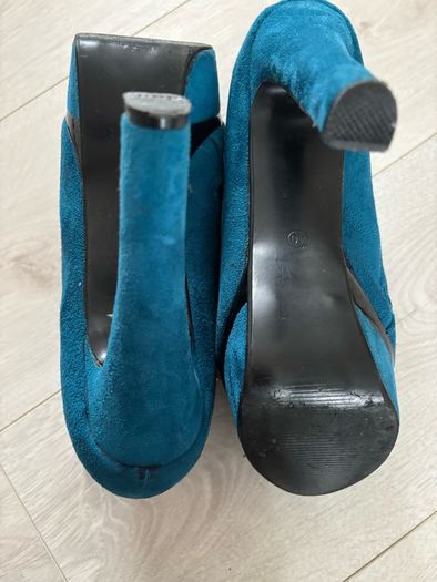 Bottle Green Platform High Heel shoe boots 7