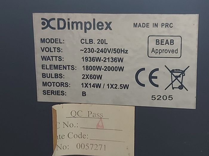 Dimplex Electric Stove Heater, Model CLB. 20L, working perfect and in very good condition