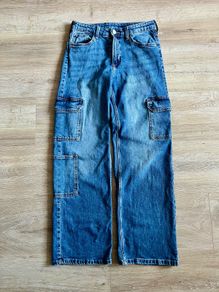 H&M wide leg cargo jeans , 11/12y