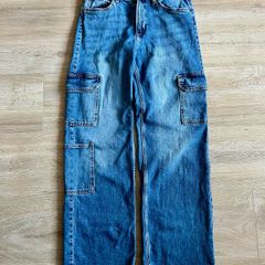 H&M wide leg cargo jeans , 11/12y