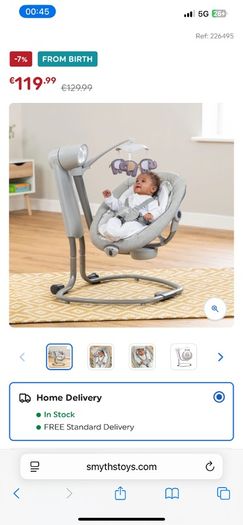 Joie Serina Swivel Baby Swing Elephant Duo