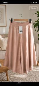 wide leg Bnwt Zara wide leg blush shade satin look medium culotte