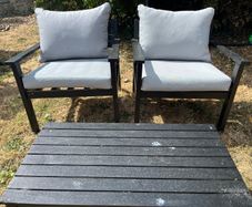 Garden furniture conversation set: sofa, armchairs & coffee table