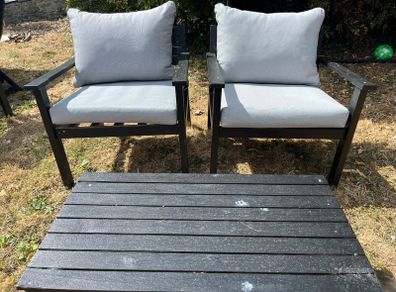 Garden furniture conversation set: sofa, armchairs & coffee table