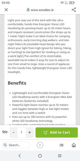 New sealed energizer led  Cycling head torch