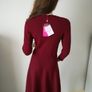 Red Burgundy knitted dress with pearls, size 12 Image 4