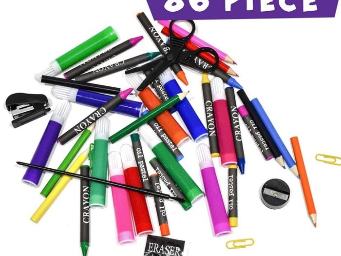 86 Piece Craft and Art Set - Kids Colouring Kit with Crayons and Watercolour Paint (FREE POSTAGE)