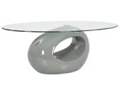 Coffee Table with Oval Glass Top High Gloss Grey