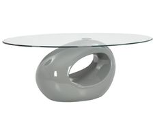 Coffee Table with Oval Glass Top High Gloss Grey