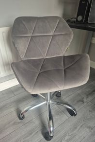 Grey velvet office chair
