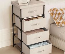 Chest of Drawers Bedroom, 4 Drawers Storage Unit with Sturdy Steel Frame, Dresser Drawers for Bedroom, Living Room, Hallway, Office and Closet - Beige