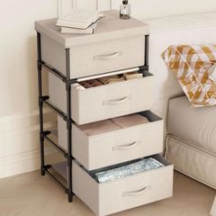 Chest of Drawers Bedroom, 4 Drawers Storage Unit with Sturdy Steel Frame, Dresser Drawers for Bedroom, Living Room, Hallway, Office and Closet - Beige