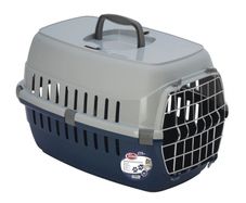 Pet Nova Cat Transporter Carrier Box Metal Door Navy Blue