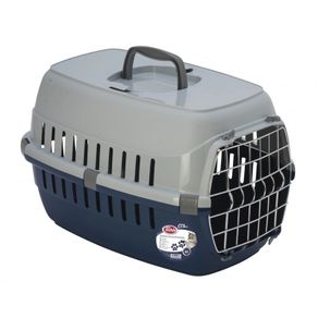 Pet Nova Cat Transporter Carrier Box Metal Door Navy Blue