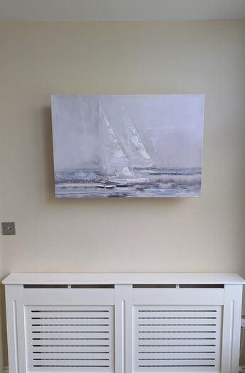Nautical Theme Canvas Wall Art in Shades of Blue and Grey