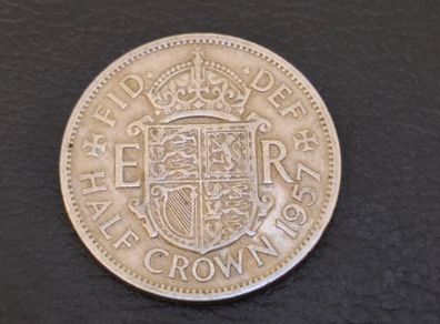 1957 Half Crown UK Coin Queen Elizabeth Shield