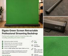 Elgato XL Green Screen Retractable Professional Streaming Backdrop