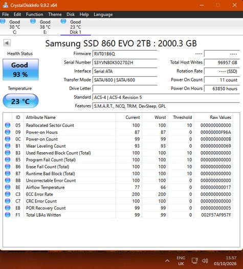 Samsung 860 Evo 2 Tb Sata 2.5 Inch Internal Ssd (mz-76e2t0) Used